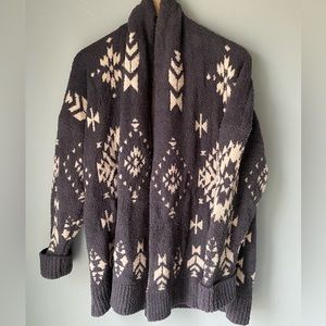 Knox Rose Basket Cardigan Sweater Open Front Aztec Cozy Soft Plush Women's LRG